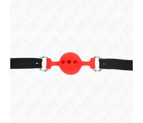 KINK - FULL SILICONE GAG 55 x 2 CM WITH 4 CM BALL SIZE S RED ADJUSTABLE 35-51 CM