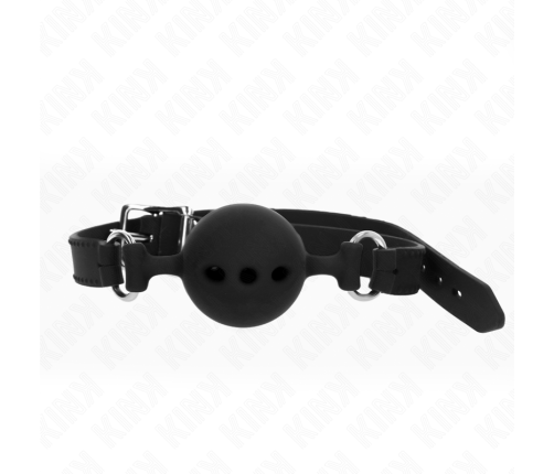 KINK - FULL SILICONE GAG 55 x 2 CM WITH 5 CM BALL SIZE L BLACK ADJUSTABLE 35-51 CM