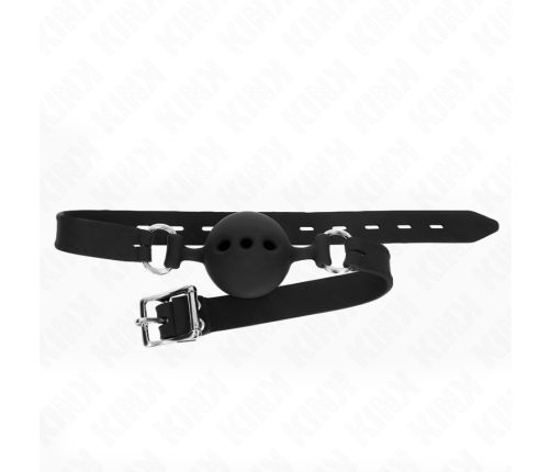 KINK - FULL SILICONE GAG 55 x 2 CM WITH 5 CM BALL SIZE L BLACK ADJUSTABLE 35-51 CM