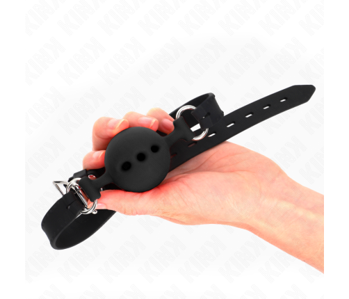 KINK - FULL SILICONE GAG 55 x 2 CM WITH 5 CM BALL SIZE L BLACK ADJUSTABLE 35-51 CM