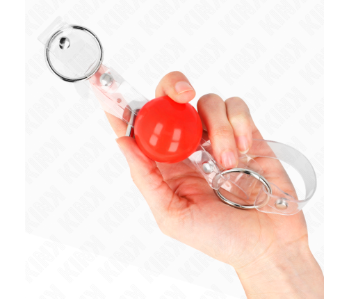 KINK - RED TRANSPARENT PVC BALL 4 CM GAG ADJUSTABLE