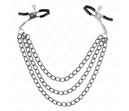 KINK - NIPPLE CLAMPS WITH 3 CHAINS BLACK 20/23/28 CM