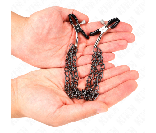 KINK - NIPPLE CLAMPS WITH 3 CHAINS BLACK 20/23/28 CM