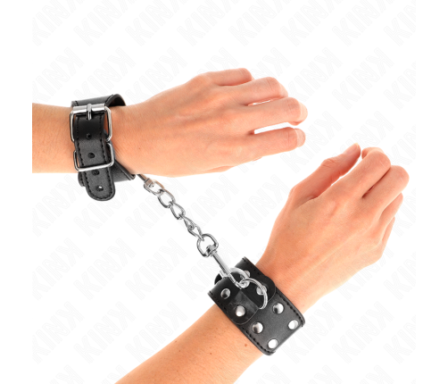 KINK - WRISTBANDS WITH DOUBLE LINE OF ADJUSTABLE STUDS BLACK