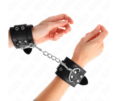 KINK - DOUBLE BUCKLE WRIST RESTRAINTS BLACK ADJUSTABLE 19-26 CM