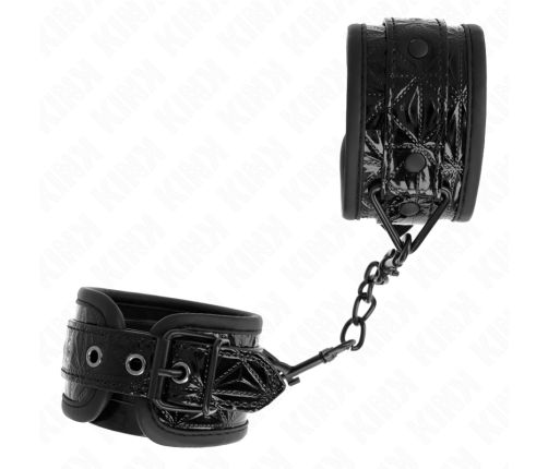 KINK - DIAMOND PATTERN WRIST RESTRAINTS BLACK ADJUSTABLE 17-26 CM X 5.5 CM