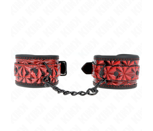 KINK - DIAMOND PATTERN WRIST RESTRAINTS DARK RED ADJUSTABLE 17-26 CM X 5.5 CM