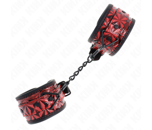 KINK - DIAMOND PATTERN WRIST RESTRAINTS DARK RED ADJUSTABLE 17-26 CM X 5.5 CM