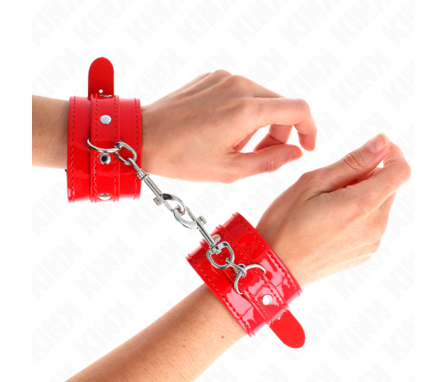 KINK - SHINY HAND CUFFS RED ADJUSTABLE 23-33 CM