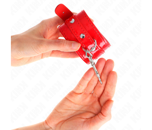 KINK - SHINY HAND CUFFS RED ADJUSTABLE 23-33 CM