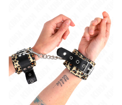 KINK - LEOPARD REAL LEATHER WRIST RESTRAINT ADJUSTABLE 18-29 CM X 5.5 CM