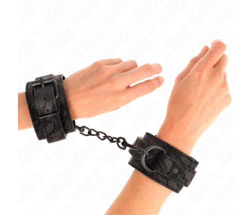 KINK - DARK LACE COVERED WRIST CUFFS ADJUSTABLE BLACK 19-26 CM