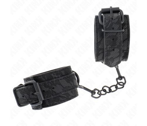 KINK - DARK LACE COVERED WRIST CUFFS ADJUSTABLE BLACK 19-26 CM