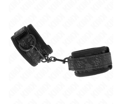 KINK - DARK LACE COVERED WRIST CUFFS NEOPRENE ADJUSTABLE BLACK 20-29 CM X 5 CM