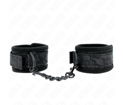 KINK - DARK LACE COVERED WRIST CUFFS NEOPRENE ADJUSTABLE BLACK 20-29 CM X 5 CM
