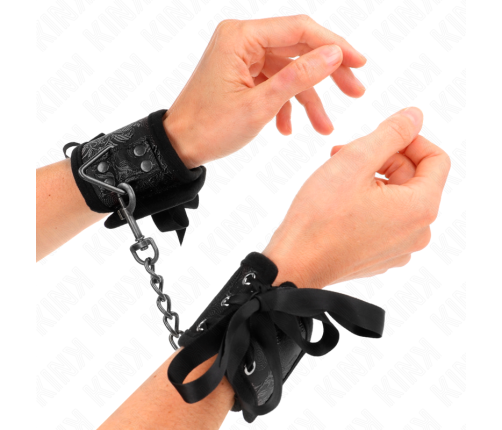 KINK - SCANDAL WRIST RESTRAINTS BLACK LACE DETAILS 24.5 CM X 6.5 CM