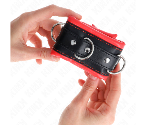 KINK - HEAVY WRIST RESTRAINTS WITH RED FUR LINED ADJUSTABLE 20-30 CM X 6 CM