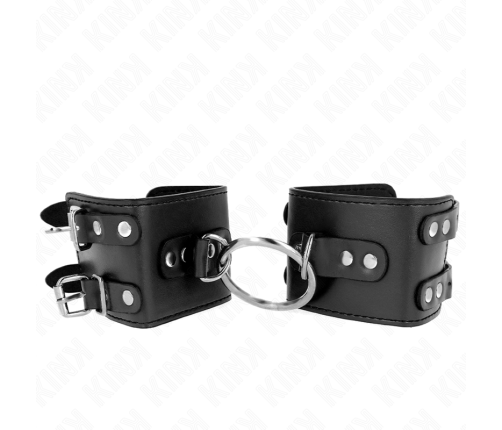 KINK - FIXED WRIST RESTRAINTS WITH RING AND STUDS ADJUSTABLE BLACK 17-22 CM X 6.5 CM