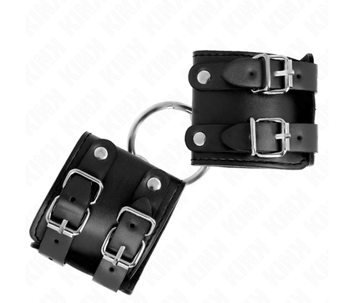 KINK - FIXED WRIST RESTRAINTS WITH RING AND STUDS ADJUSTABLE BLACK 17-22 CM X 6.5 CM