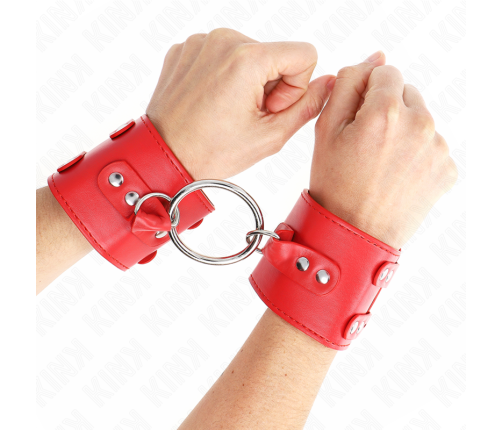 KINK - FIXED WRIST RESTRAINTS WITH RING AND STUDS ADJUSTABLE RED 17-22 CM X 6.5 CM
