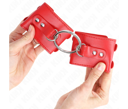 KINK - FIXED WRIST RESTRAINTS WITH RING AND STUDS ADJUSTABLE RED 17-22 CM X 6.5 CM