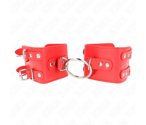 KINK - FIXED WRIST RESTRAINTS WITH RING AND STUDS ADJUSTABLE RED 17-22 CM X 6.5 CM