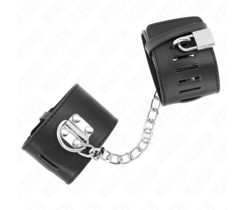 KINK - FIXED WRIST RESTRAINTS WITH CHAIN 30 CM AND PADLOCK CLOSURE BLACK ADJUSTABLE 16-23 CM X 5.5 CM
