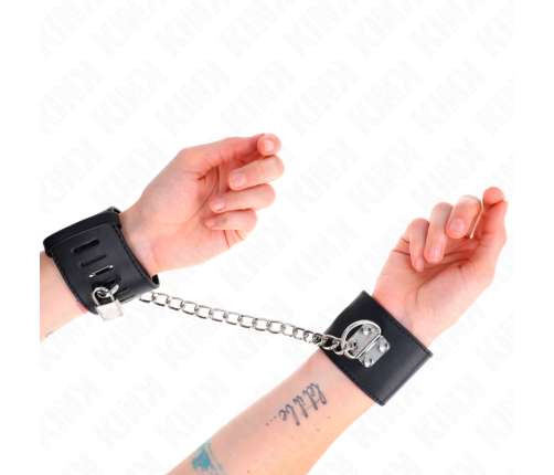 KINK - FIXED WRIST RESTRAINTS WITH CHAIN 30 CM AND PADLOCK CLOSURE BLACK ADJUSTABLE 16-23 CM X 5.5 CM