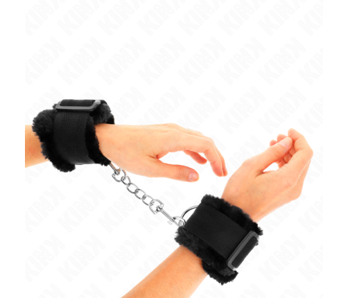 KINK - FURRY LINED WRIST RESTRAINTS BLACK ADJUSTABLE 17-31 CM X 7 CM