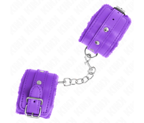 KINK - PREMIUM FUR LINED WRIST RESTRAINTS PURPLE WITH PURPLE BELT ADJUSTABLE 17-29 CM X 6 CM