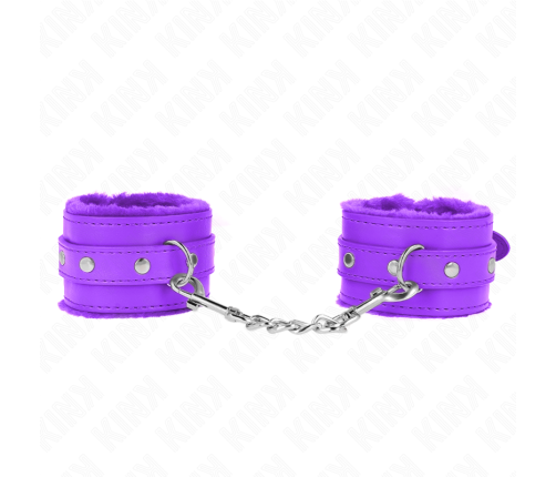 KINK - PREMIUM FUR LINED WRIST RESTRAINTS PURPLE WITH PURPLE BELT ADJUSTABLE 17-29 CM X 6 CM