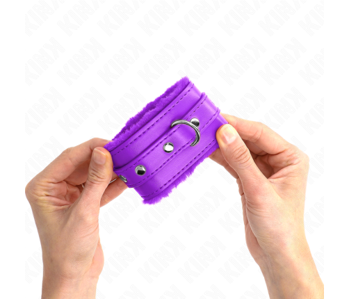 KINK - PREMIUM FUR LINED WRIST RESTRAINTS PURPLE WITH PURPLE BELT ADJUSTABLE 17-29 CM X 6 CM