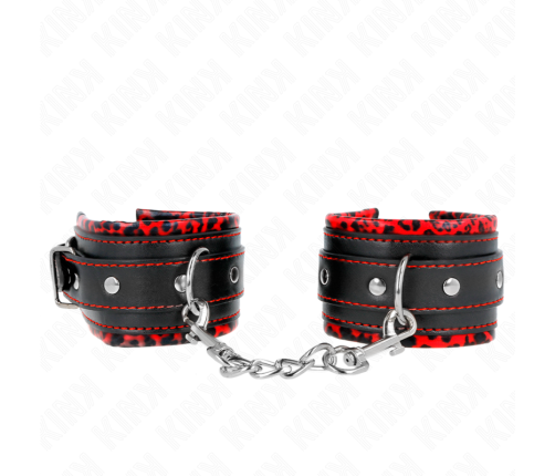 KINK - FUR LINED WRIST RESTRAINTS RED / BLACK ADJUSTABLE 17-29 CM X 6 CM