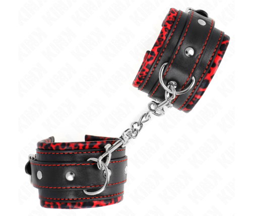 KINK - FUR LINED WRIST RESTRAINTS RED / BLACK ADJUSTABLE 17-29 CM X 6 CM