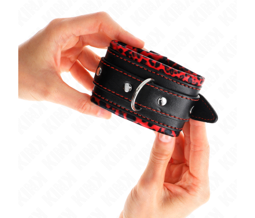 KINK - FUR LINED WRIST RESTRAINTS RED / BLACK ADJUSTABLE 17-29 CM X 6 CM