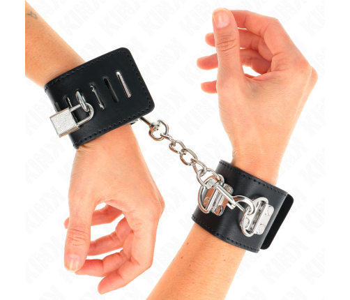 KINK - MULTIPOSITION WRIST RESTRAINTS WITH PADLOCK CLOSURE BLACK ADJUSTABLE 16-23 CM X 5.5 CM