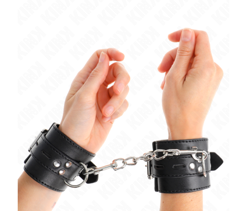 KINK - WRIST RESTRAINTS BLACK WITH BLACK BELT ADJUSTABLE 17-28 CM X 6 CM