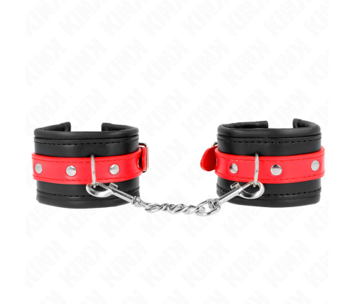 KINK - WRIST RESTRAINTS BLACK WITH RED BELT ADJUSTABLE 17-28 CM X 6 CM