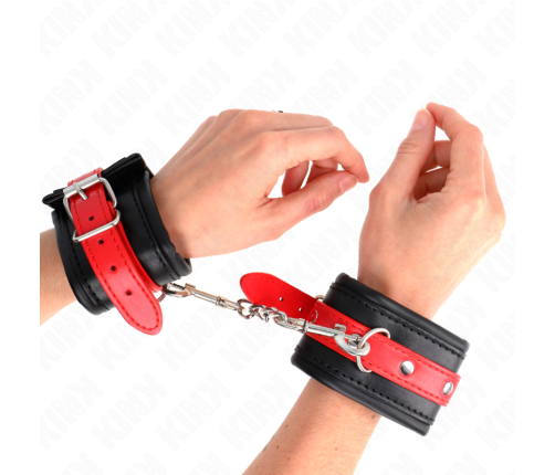KINK - WRIST RESTRAINTS BLACK WITH RED BELT ADJUSTABLE 17-28 CM X 6 CM