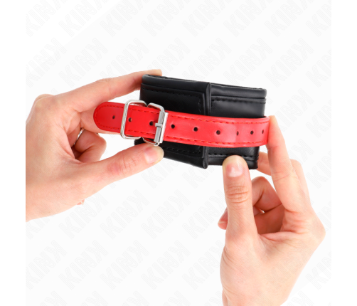 KINK - WRIST RESTRAINTS BLACK WITH RED BELT ADJUSTABLE 17-28 CM X 6 CM