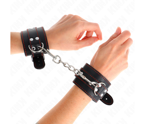 KINK - WRIST RESTRAINTS BLACK WITH RED LINING ADJUSTABLE 20-28 CM X 5.5 CM