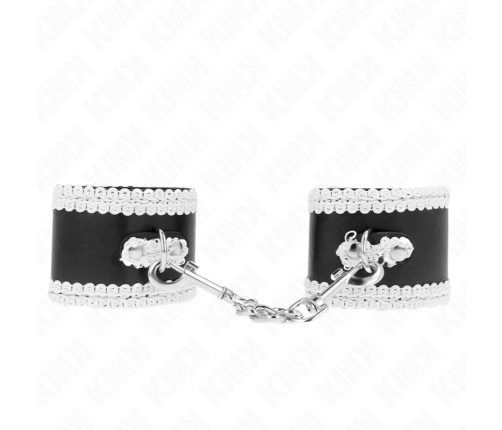 KINK - BLACK WRIST RESTRAINTS WITH WHITE DECORATE LACE ADJSUTABLE 20-23 CM X 5.5 CM