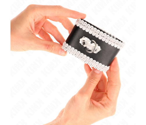 KINK - BLACK WRIST RESTRAINTS WITH WHITE DECORATE LACE ADJSUTABLE 20-23 CM X 5.5 CM