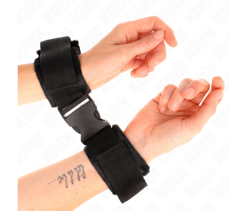 KINK - NYLON BIND HOOK&LOOP WRIST RESTRAINTS RED-BLACK MODEL 1 AJDUSTABLE 25-35 CM X 6 CM