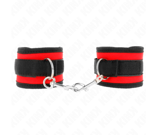 KINK - NYLON BIND HOOK&LOOP WRIST RESTRAINTS RED-BLACK MODEL 2 ADJUSTABLE 18-35 CM X 6 CM