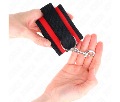 KINK - NYLON BIND HOOK&LOOP WRIST RESTRAINTS RED-BLACK MODEL 2 ADJUSTABLE 18-35 CM X 6 CM