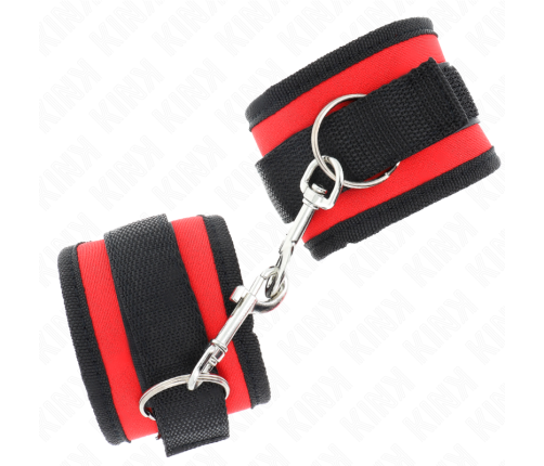KINK - NYLON BIND HOOK&LOOP WRIST RESTRAINTS RED-BLACK MODEL 2 ADJUSTABLE 18-35 CM X 6 CM