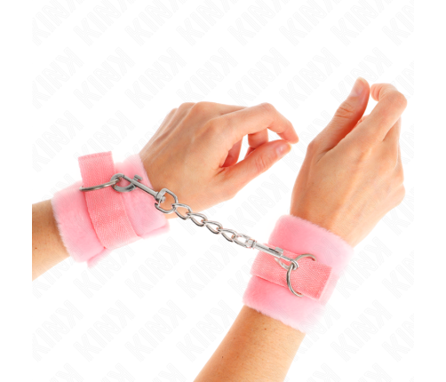 KINK - BEGINNER FUR HAND CUFFS PINK 30 X 7 CM