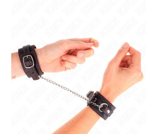 KINK - SMALL WRIST RESTRAINTS BLACK WITH RED LINING ADJUSTABLE 14-24 CM X 3.5 CM