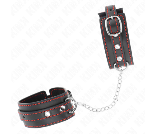 KINK - SMALL WRIST RESTRAINTS BLACK WITH RED LINING ADJUSTABLE 14-24 CM X 3.5 CM